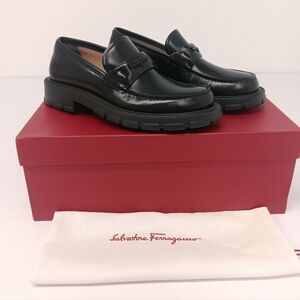 Salvatore Ferragamo Women's Embossed Logo Leather Loafers - Size 6